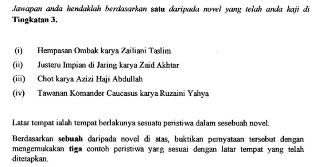 Contoh Soalan Novel Latar Tempat - Terengganu y